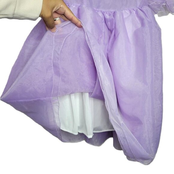 Girl's Purple Princess Dress size S Puff Sleeves Sheer - Picture 4 of 12